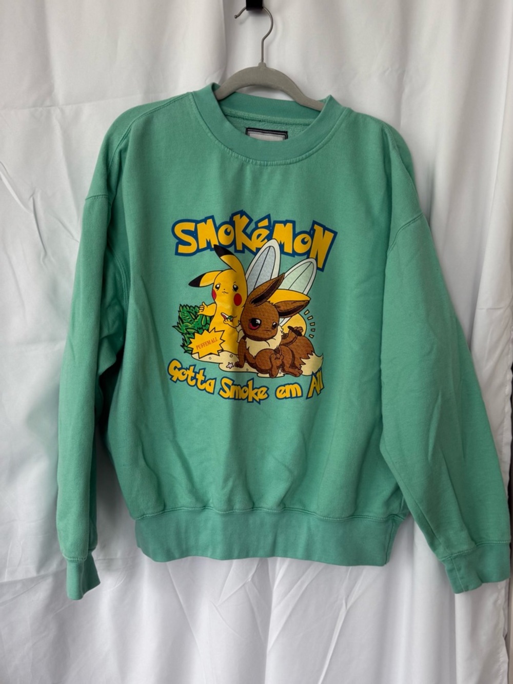 Mint Green Pokémon Graphic Sweatshirt - Pikachu & Eevee